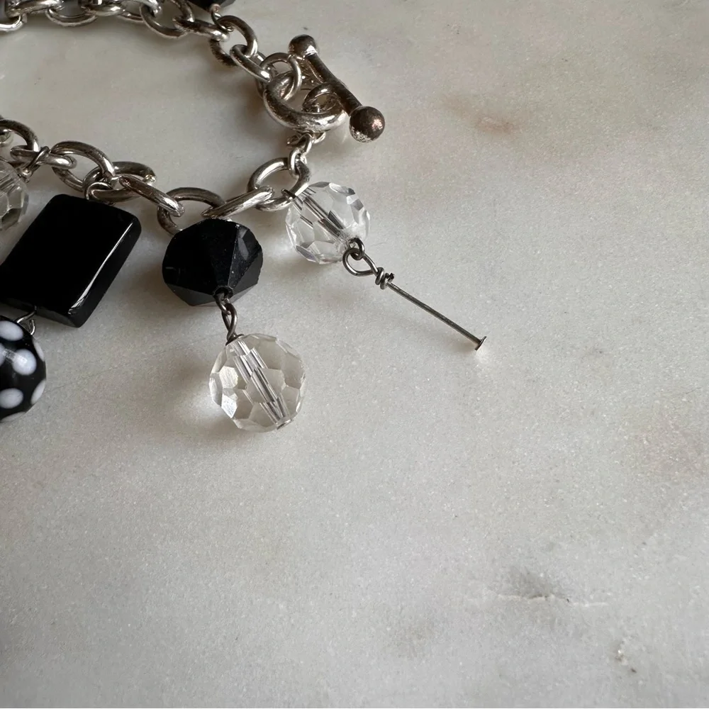 Silver Metal Toggle Beaded Bracelet